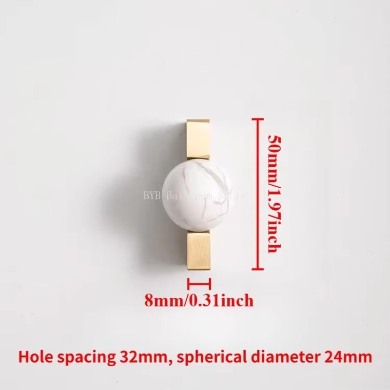 Furniture Hardware Drop Pulls - كرة كريستالية بيضاء + مقابض أثاث